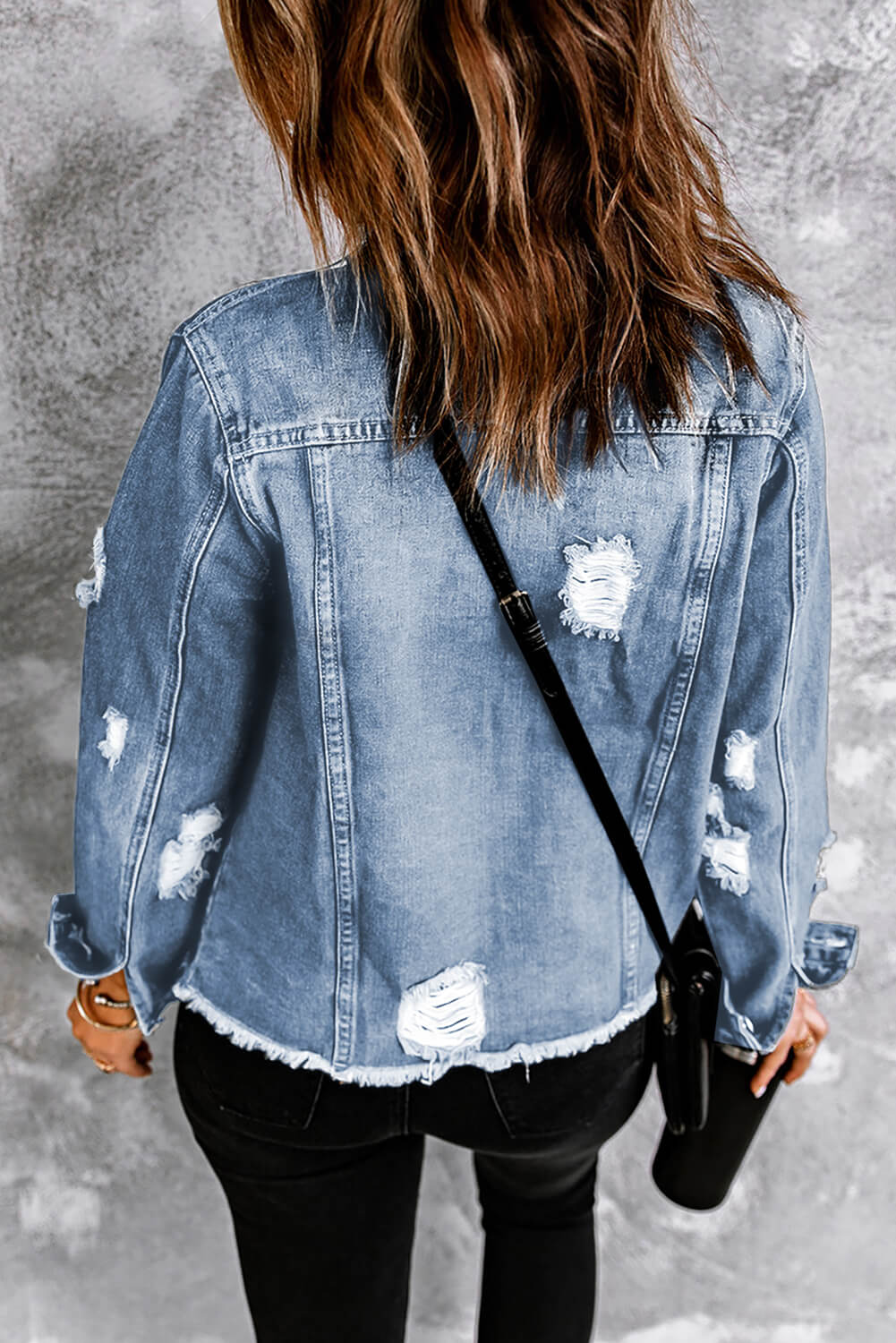 Distressed Raw Hem Denim Jacket The Stout Steer