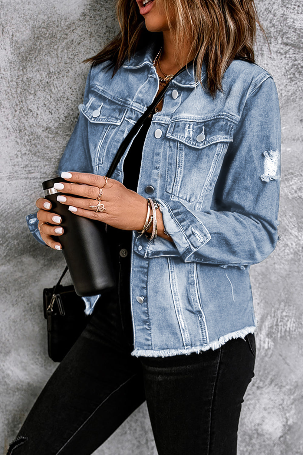 Distressed Raw Hem Denim Jacket The Stout Steer
