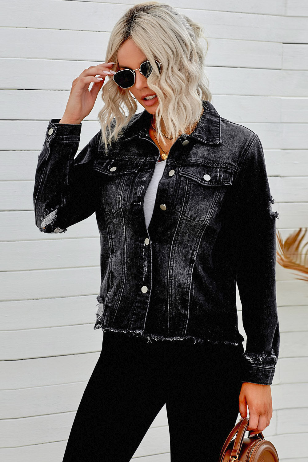 Distressed Raw Hem Denim Jacket The Stout Steer
