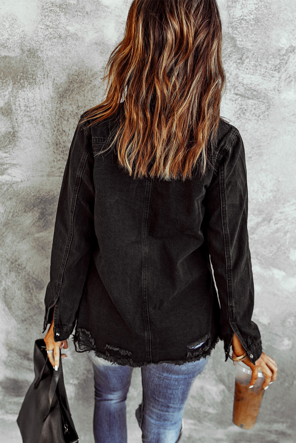 Distressed Snap Down Denim Jacket The Stout Steer