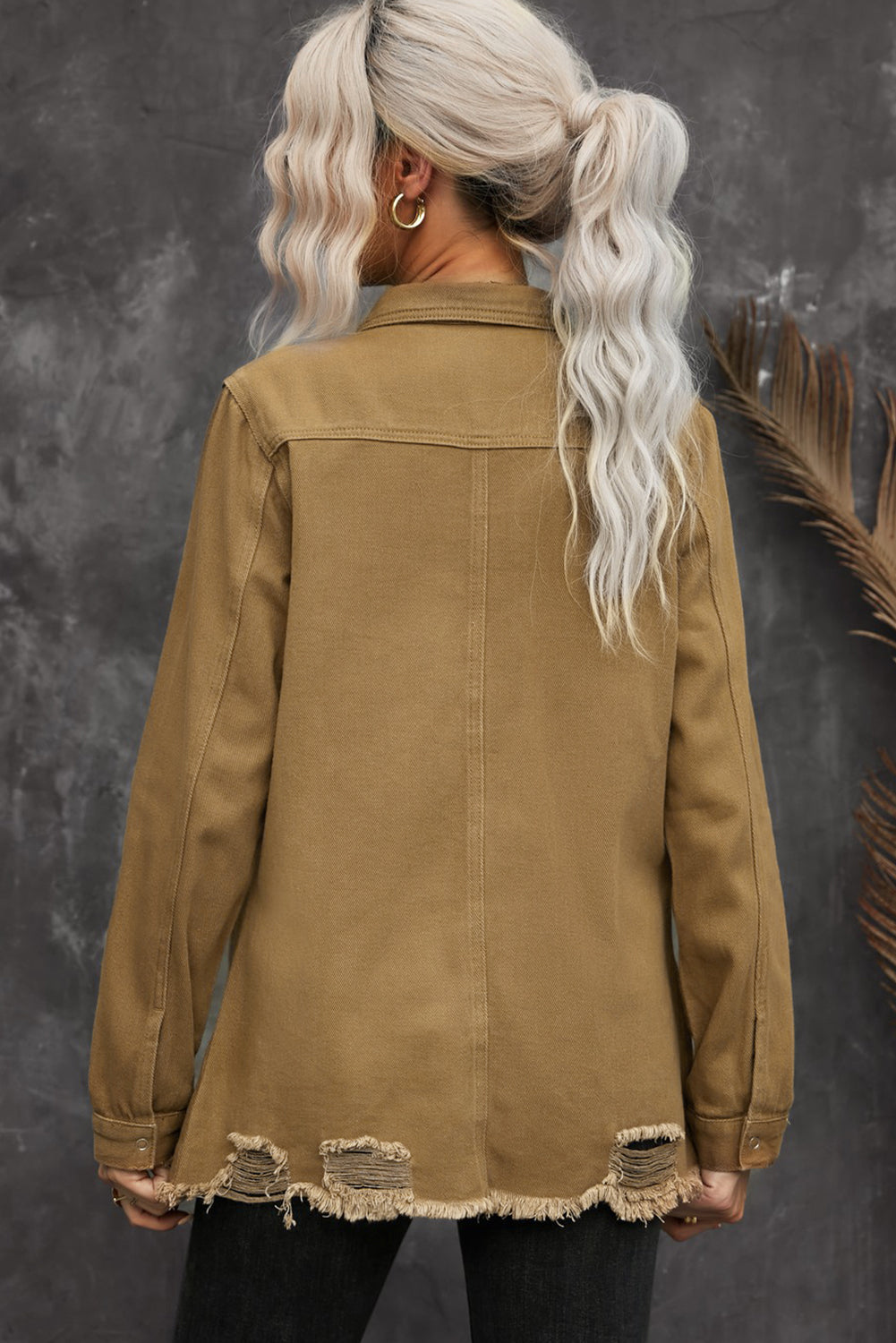 Distressed Snap Down Denim Jacket The Stout Steer