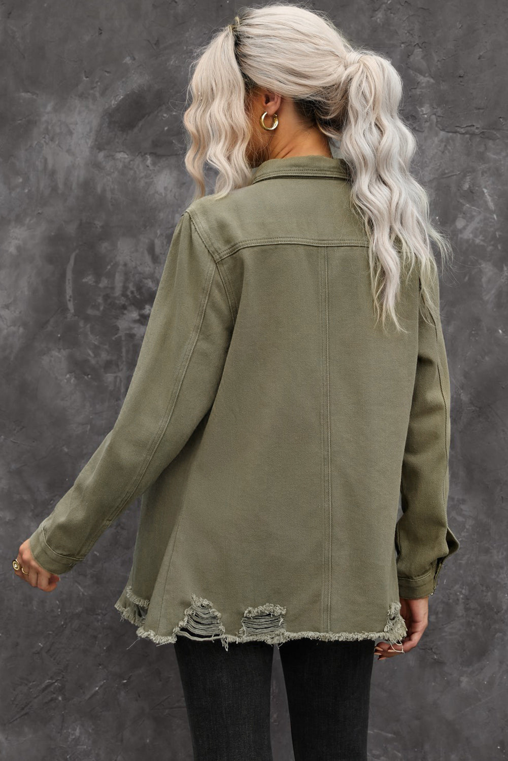 Distressed Snap Down Denim Jacket The Stout Steer