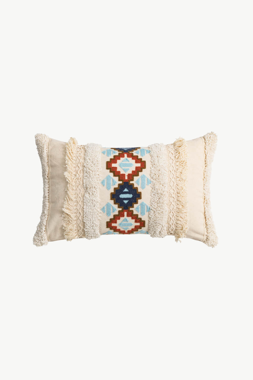 Embroidered Fringe Detail Decorative Throw Pillow Case The Stout Steer