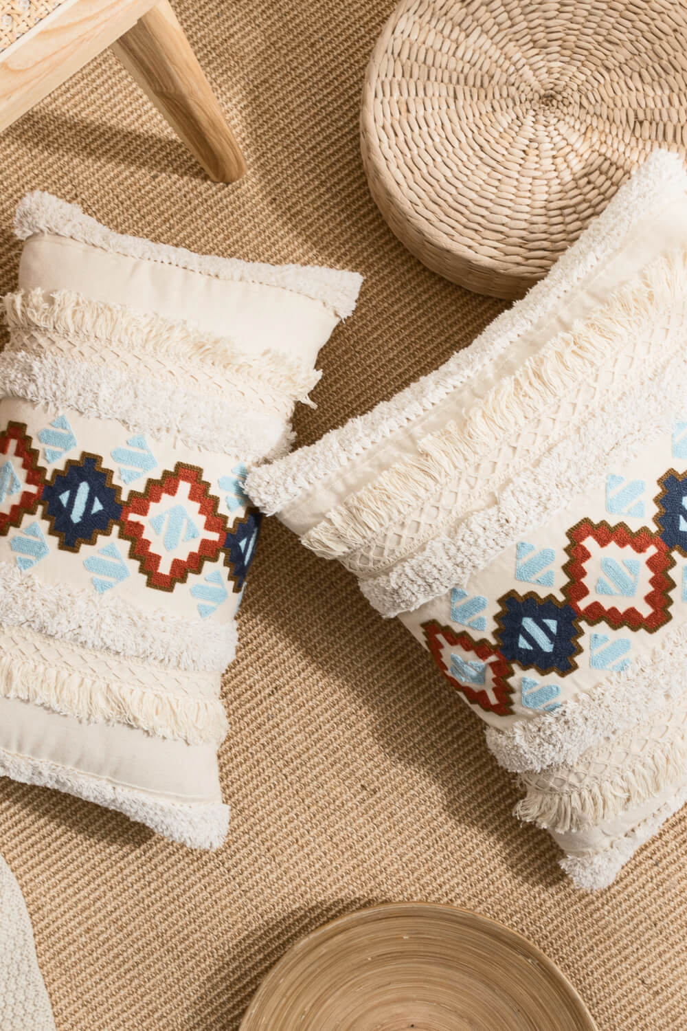 Embroidered Fringe Detail Decorative Throw Pillow Case The Stout Steer