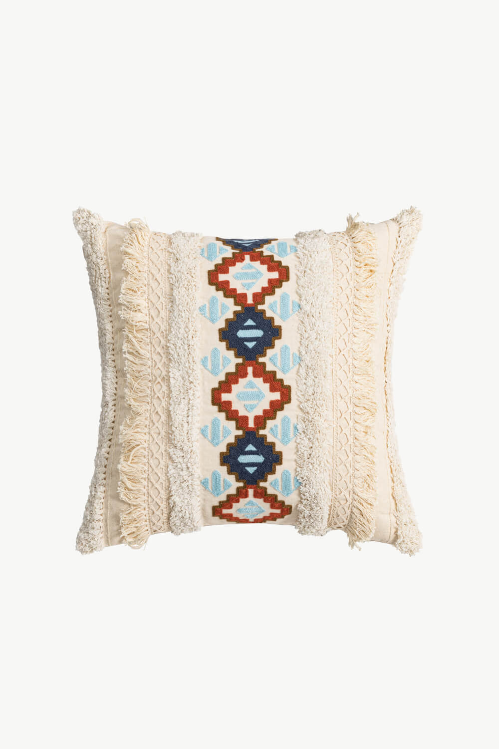 Embroidered Fringe Detail Decorative Throw Pillow Case The Stout Steer