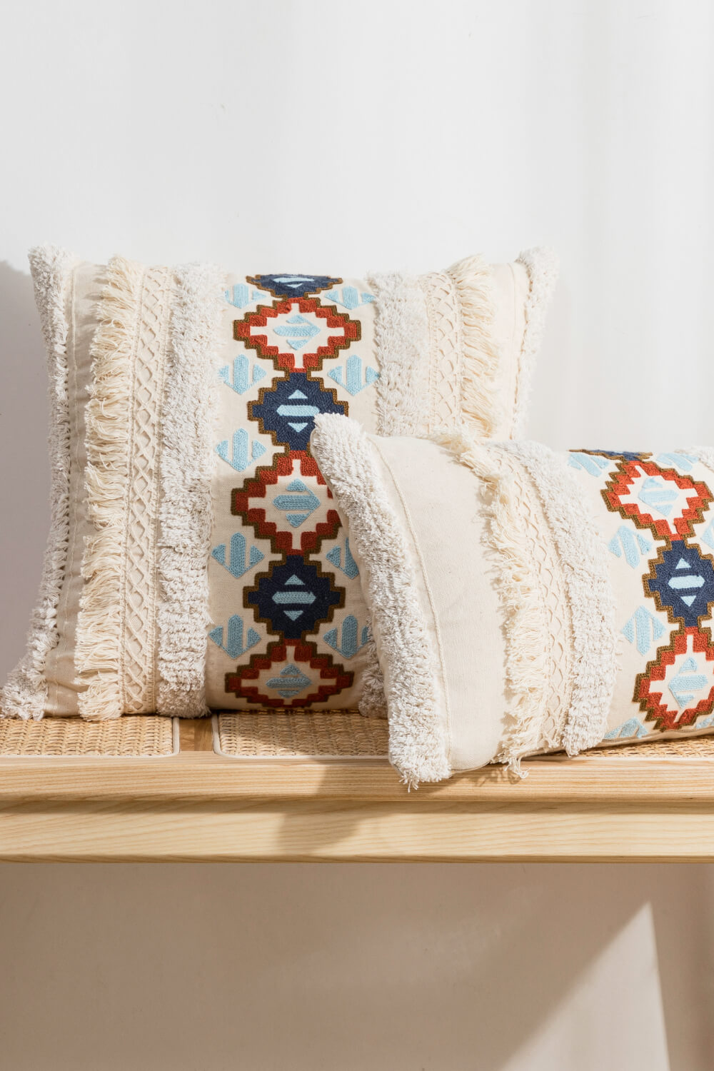 Embroidered Fringe Detail Decorative Throw Pillow Case The Stout Steer