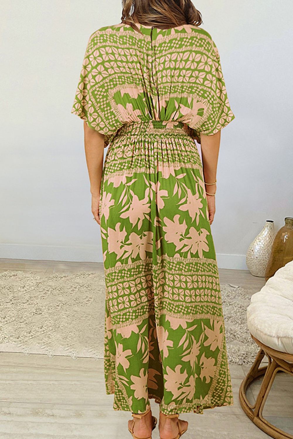 Floral Deep V Dolman Sleeve Split Maxi Dress The Stout Steer