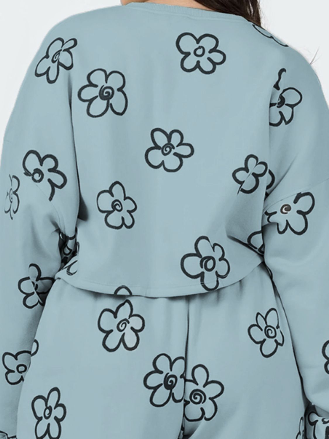 Floral Dropped Shoulder Sweatshirt and Shorts Set The Stout Steer