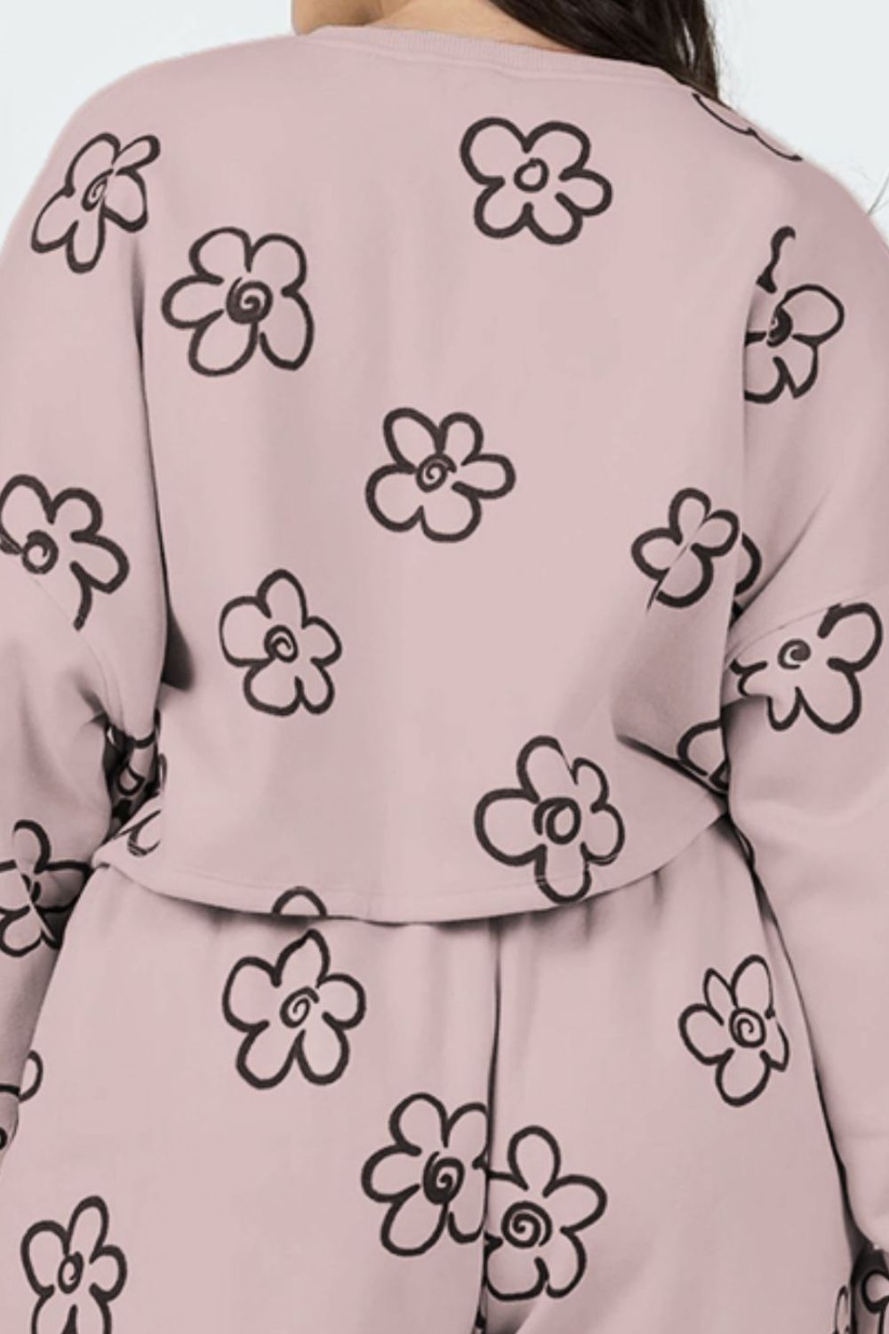 Floral Dropped Shoulder Sweatshirt and Shorts Set The Stout Steer