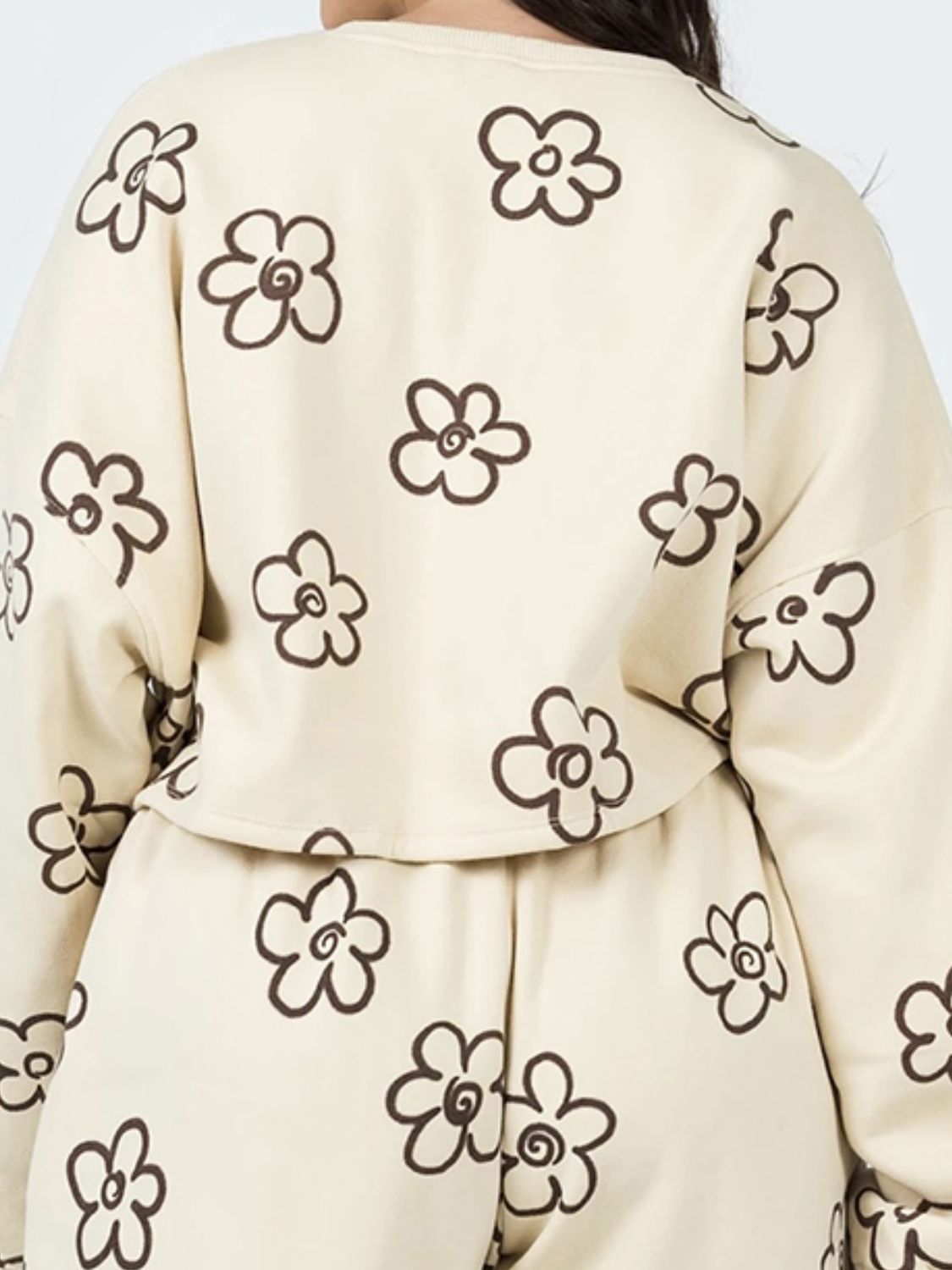 Floral Dropped Shoulder Sweatshirt and Shorts Set The Stout Steer