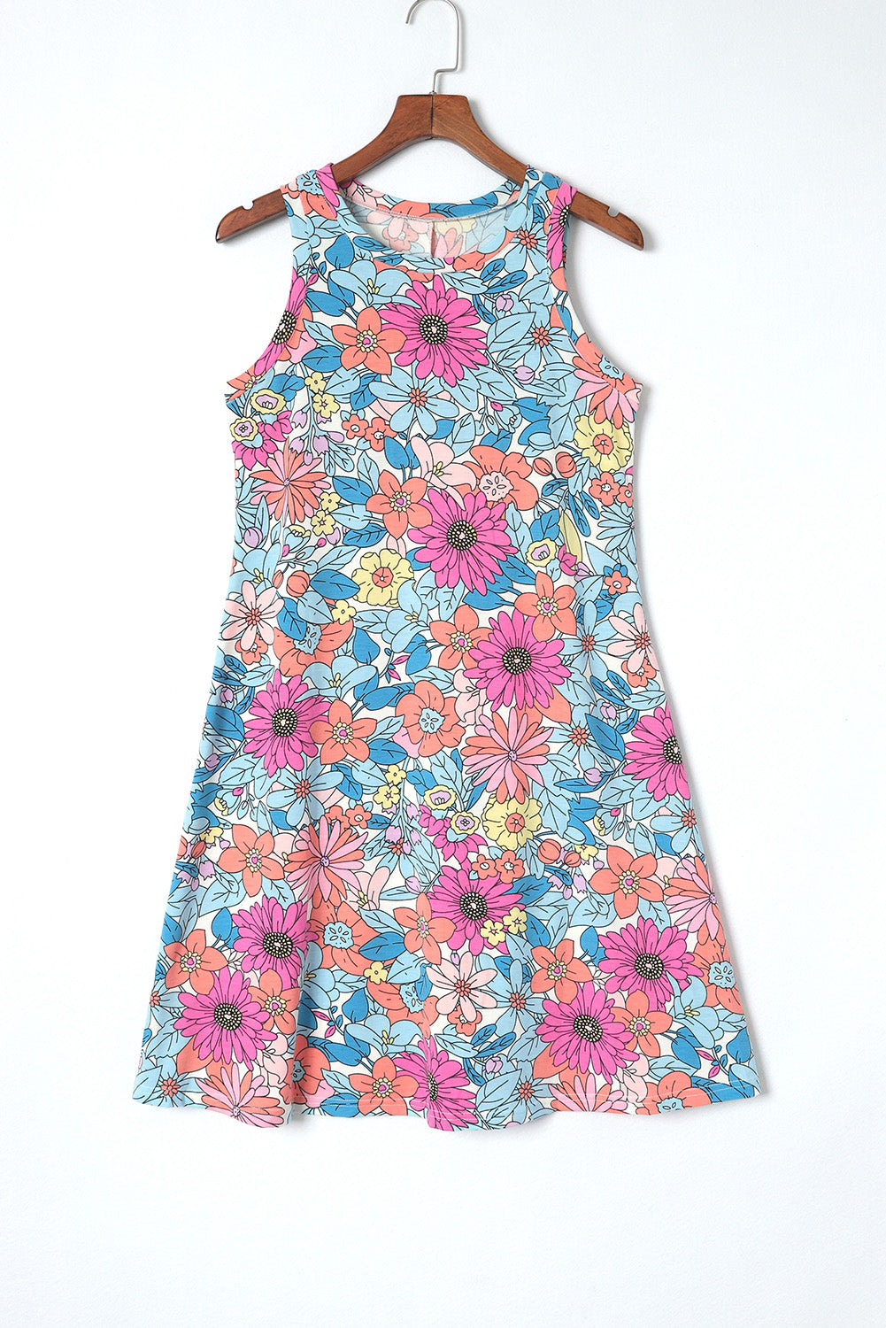 Floral Round Neck Sleeveless Dress The Stout Steer