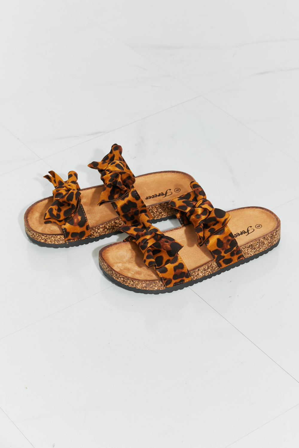 Forever Link Fiercely Feminine Leopard Bow Slide Sandals The Stout Steer