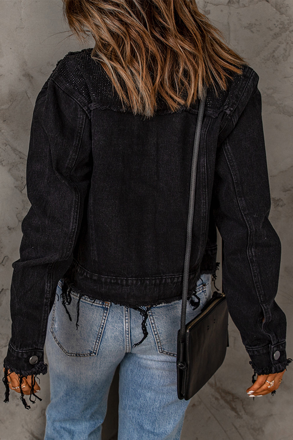 Frayed Trim Button Down Denim Jacket The Stout Steer