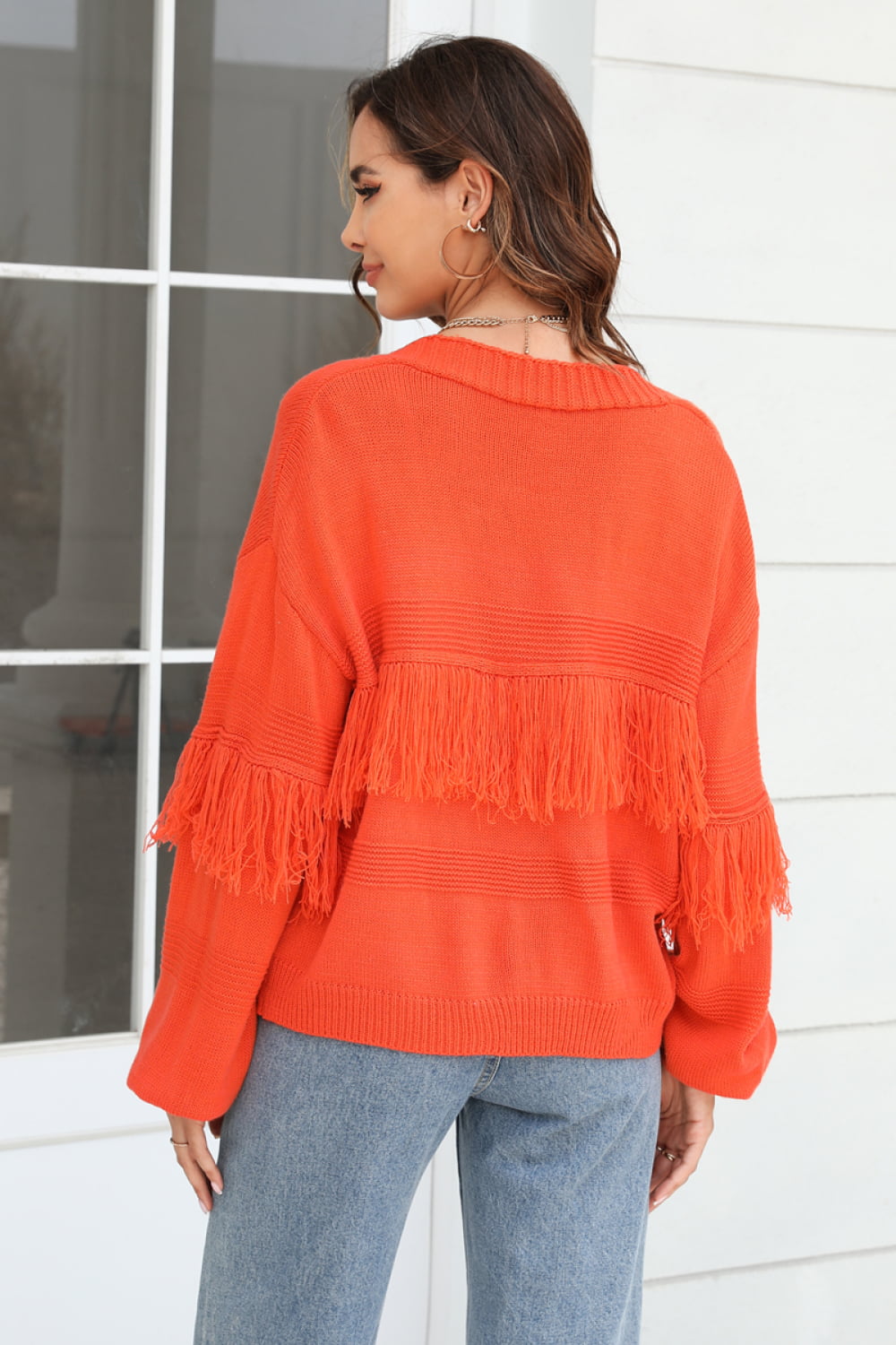 Fringe Trim Open Front Cardigan The Stout Steer