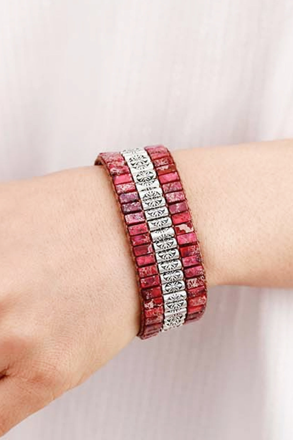 Handmade Triple Layer Natural Stone Bracelet The Stout Steer
