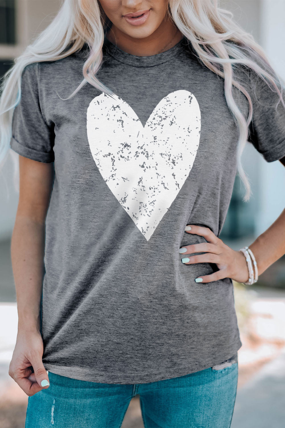 Heart Graphic Cuffed Short Sleeve Tee The Stout Steer