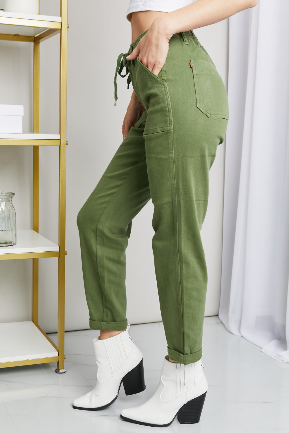 Judy Blue Full Size Drawstring Waist Pocket Jeans The Stout Steer