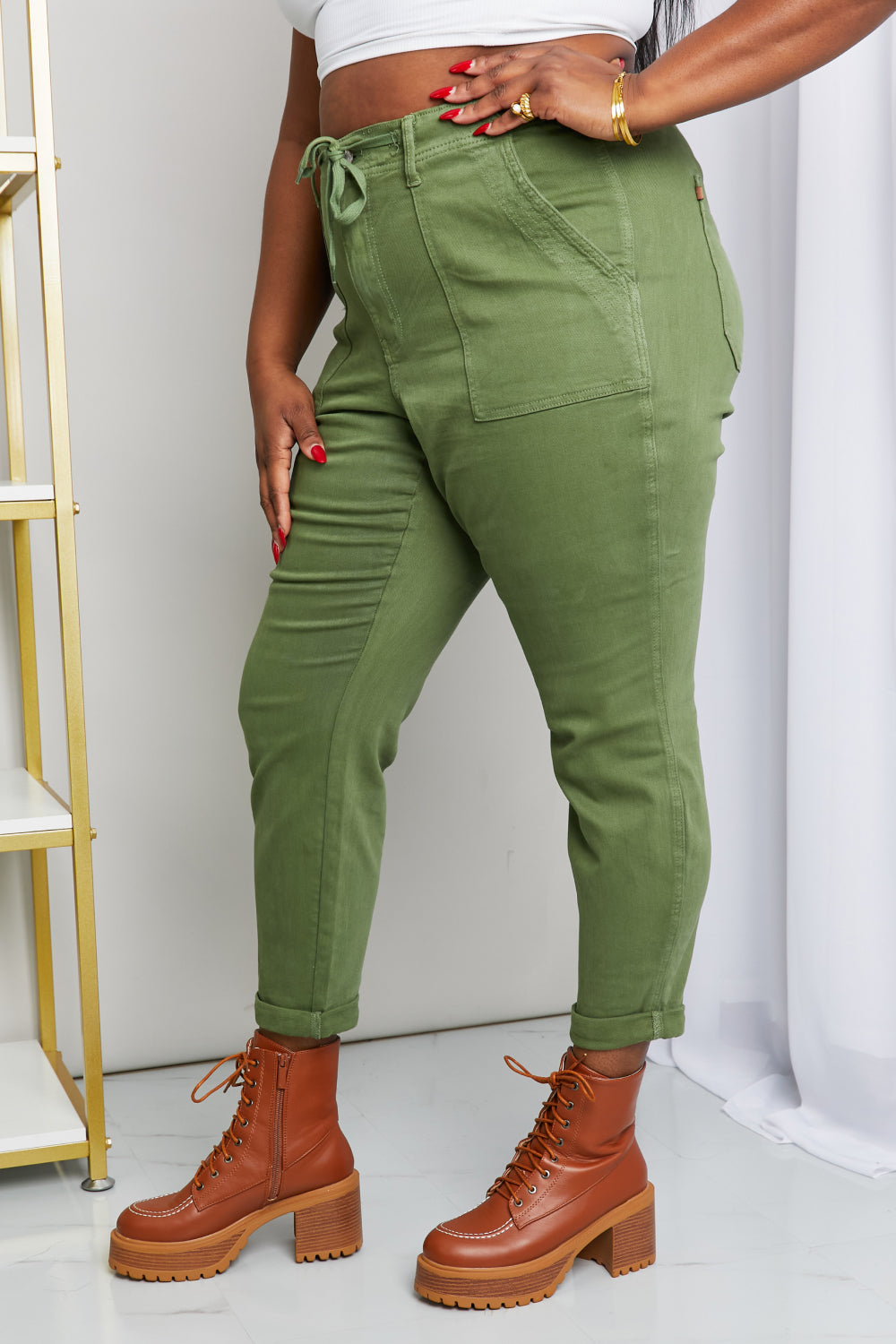 Judy Blue Full Size Drawstring Waist Pocket Jeans The Stout Steer