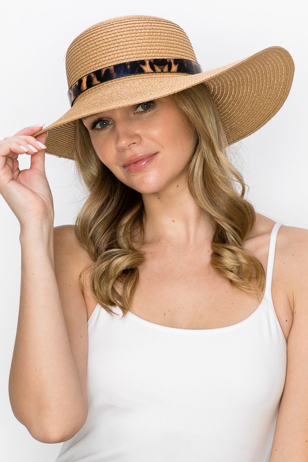 Justin Taylor Printed Belt Sunhat in Beige The Stout Steer