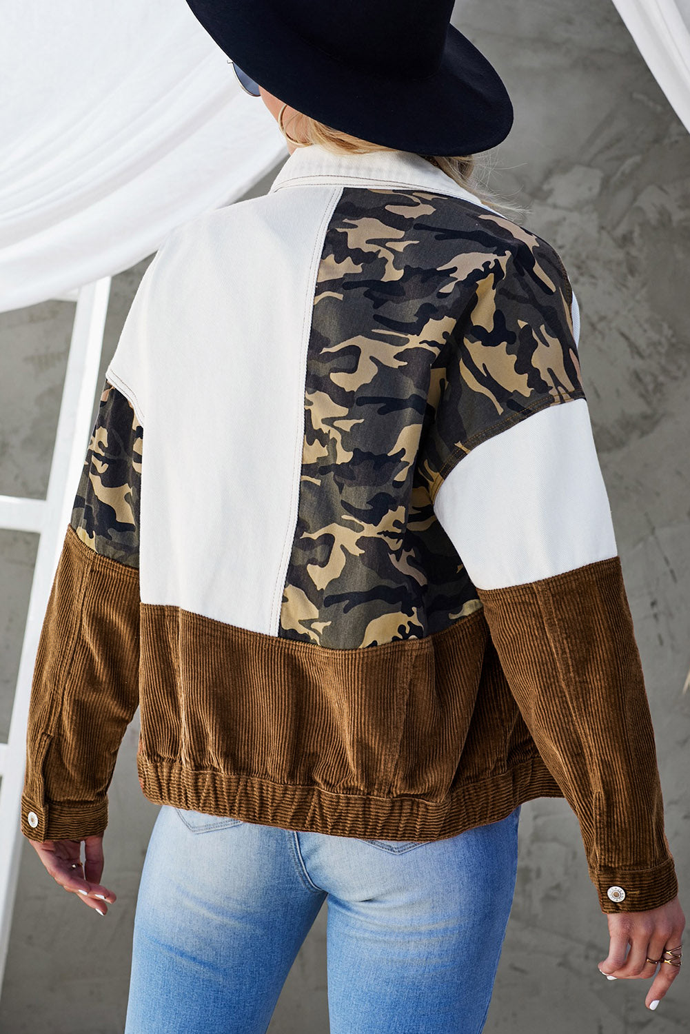 Leopard Color Block Button-Up Corduroy Shacket The Stout Steer