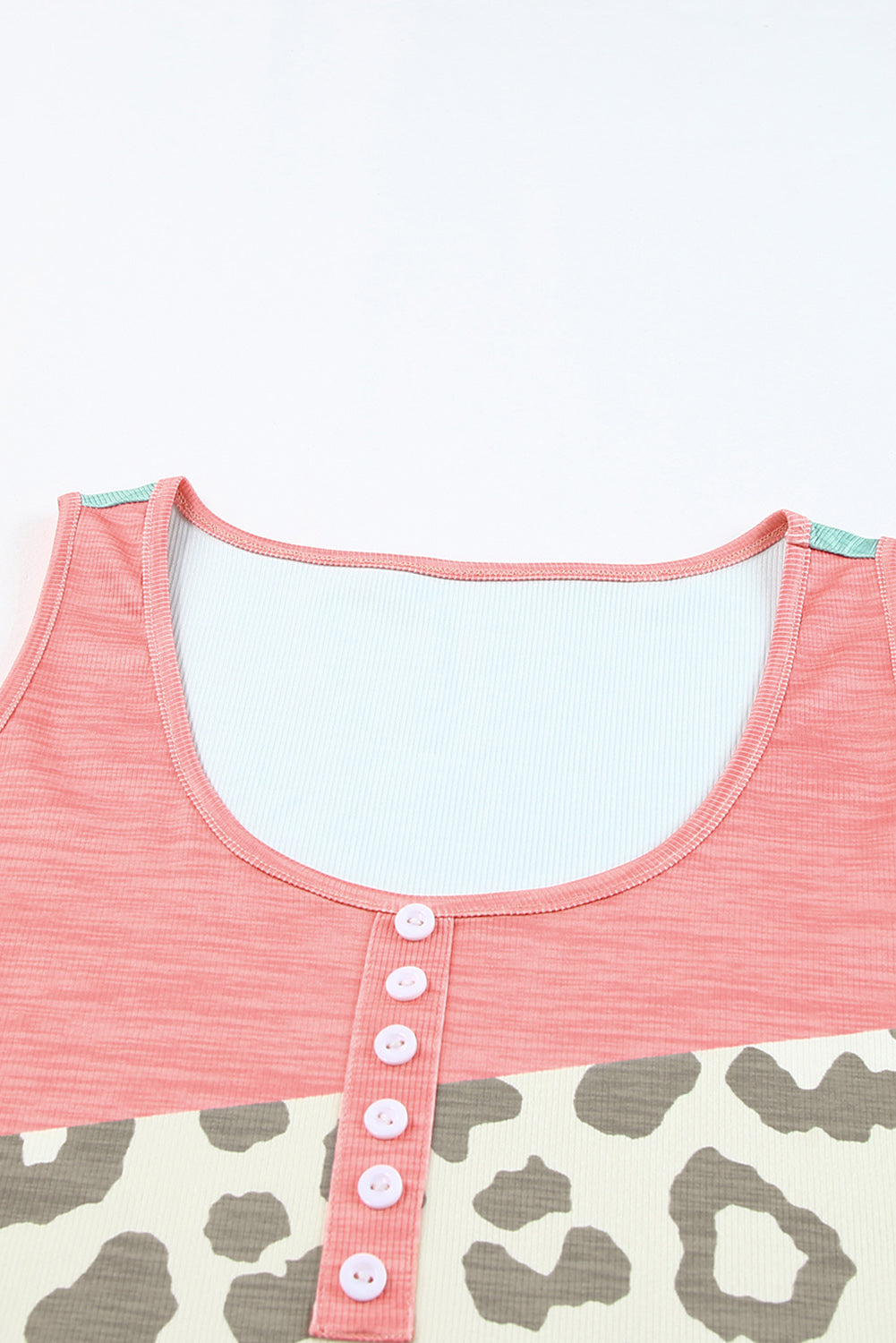 Leopard Color Block Decorative Button Tank The Stout Steer