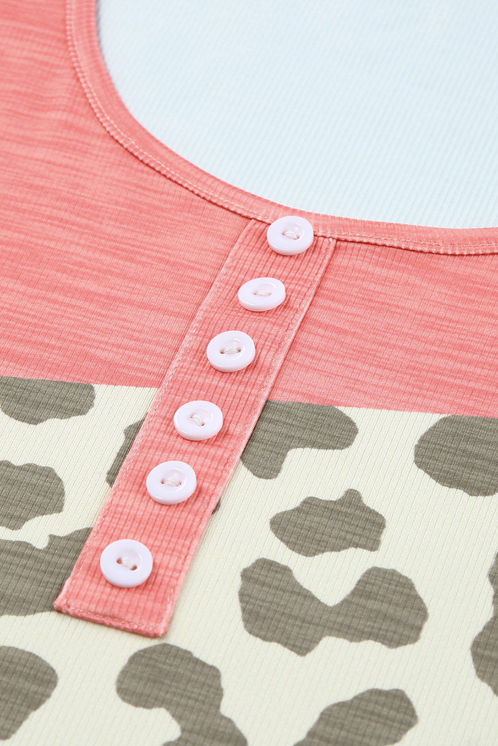 Leopard Color Block Decorative Button Tank The Stout Steer