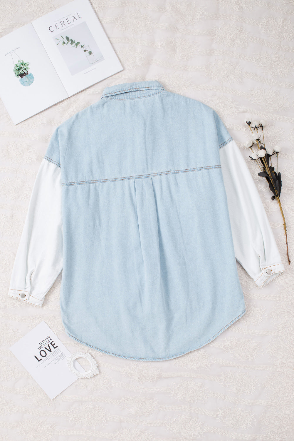 Leopard Contrast Denim Top The Stout Steer