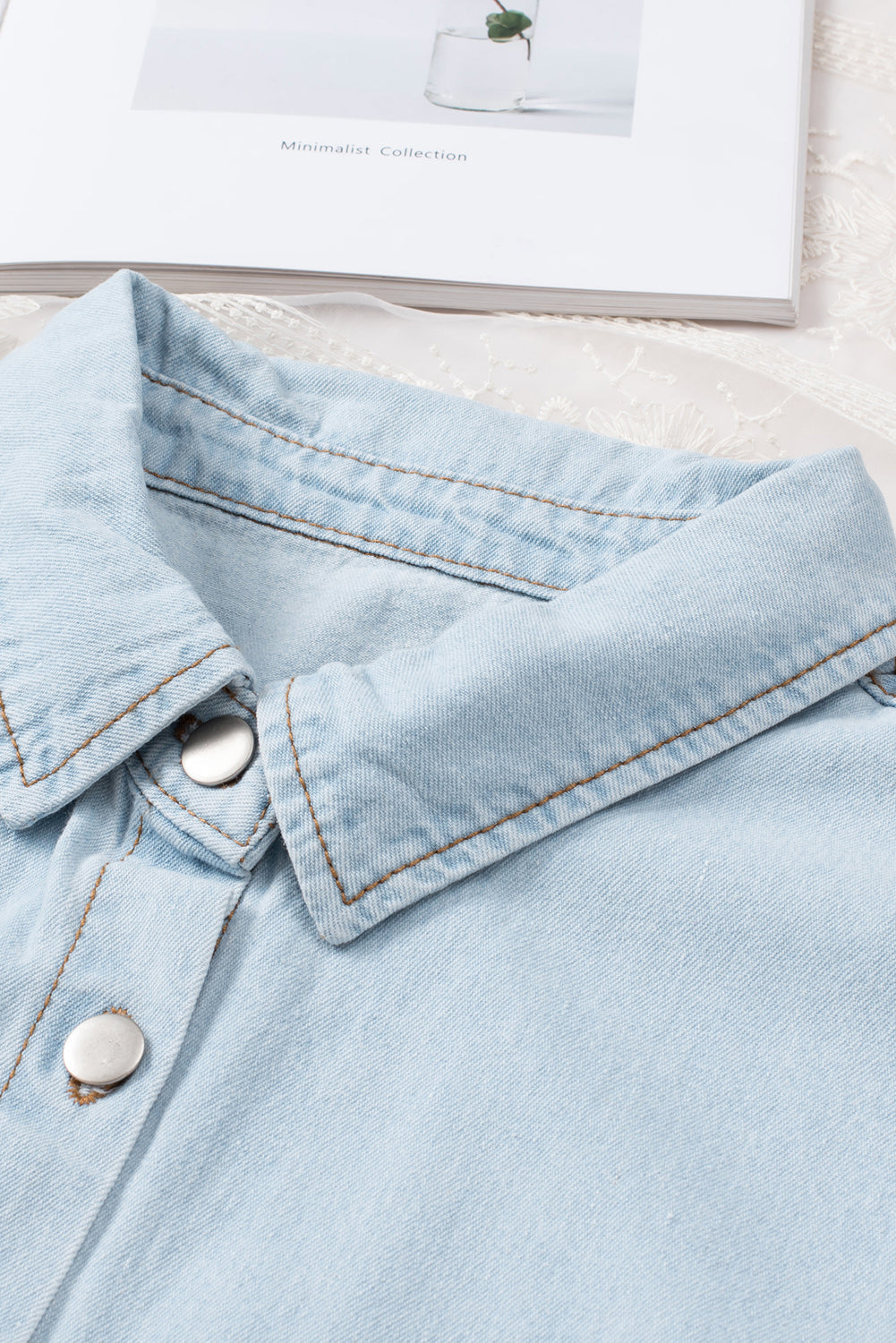 Leopard Contrast Denim Top The Stout Steer