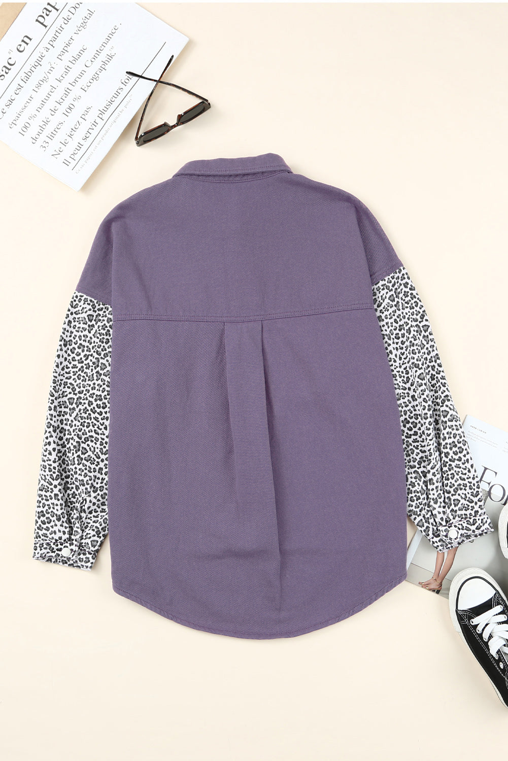 Leopard Contrast Denim Top The Stout Steer