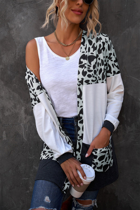 Leopard Print Color Block Longline Cardigan The Stout Steer