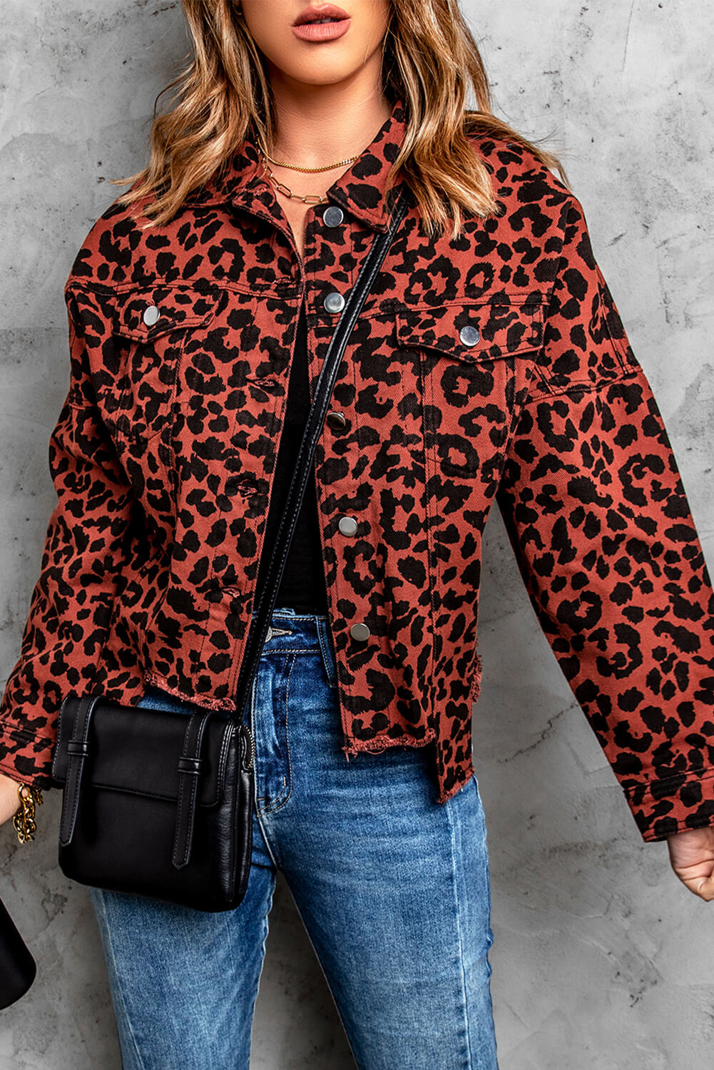 Leopard Print Raw Hem Jacket The Stout Steer
