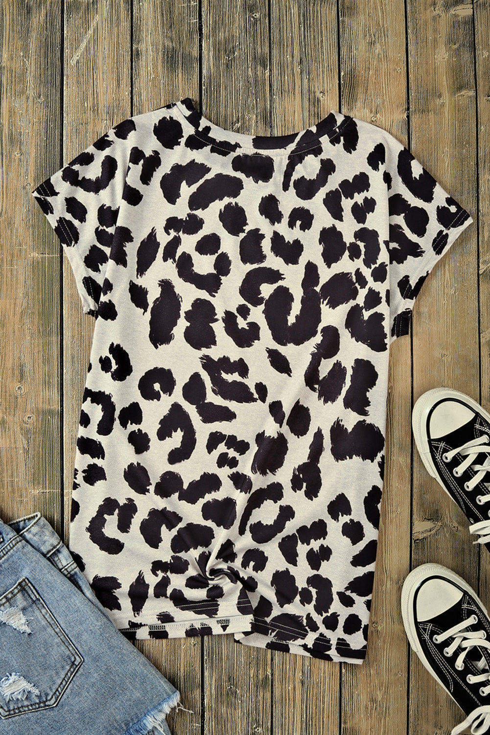 Leopard Print Round Neck Pumpkin Graphic Tee The Stout Steer