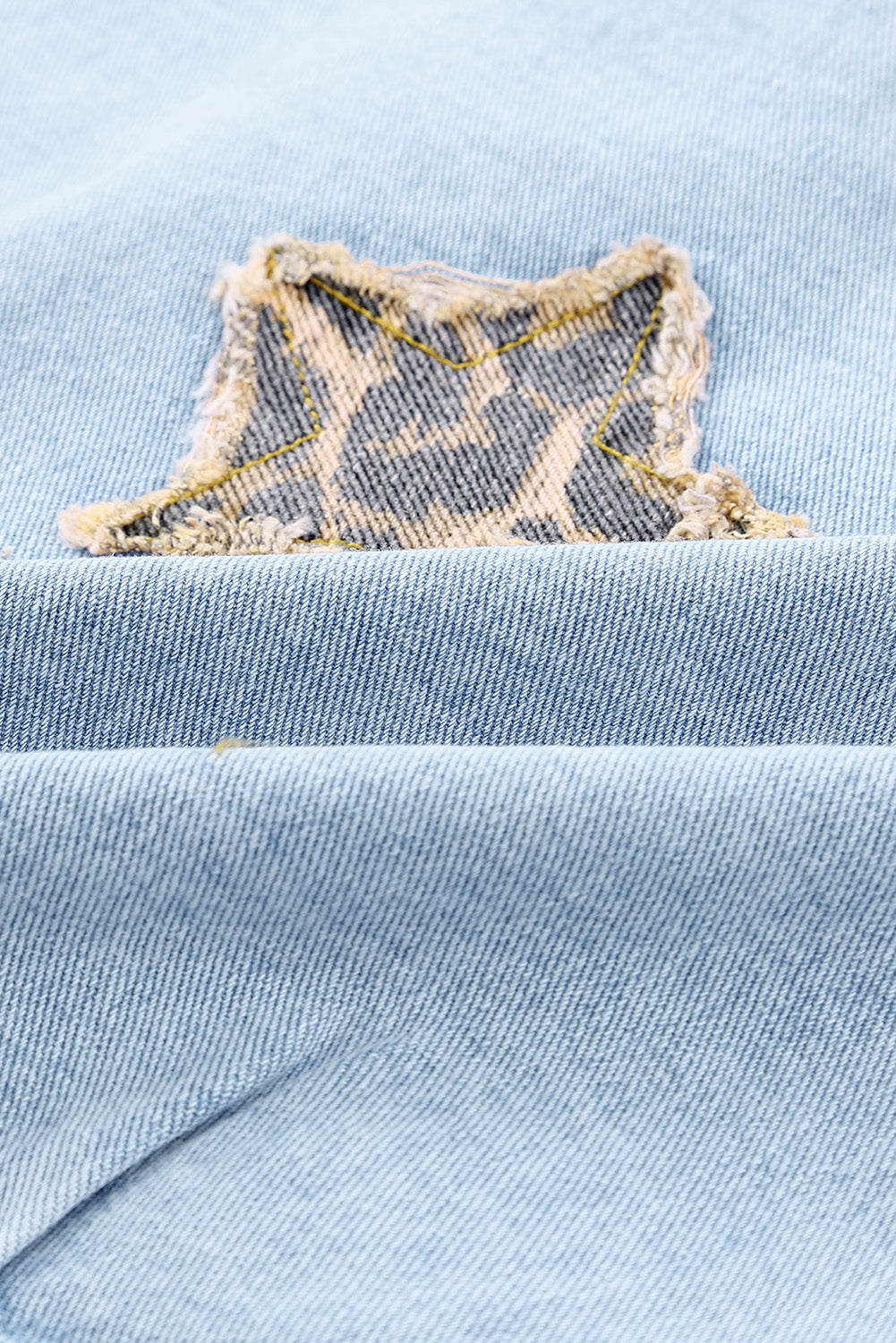 Leopard Star Applique Distressed Denim Jacket The Stout Steer