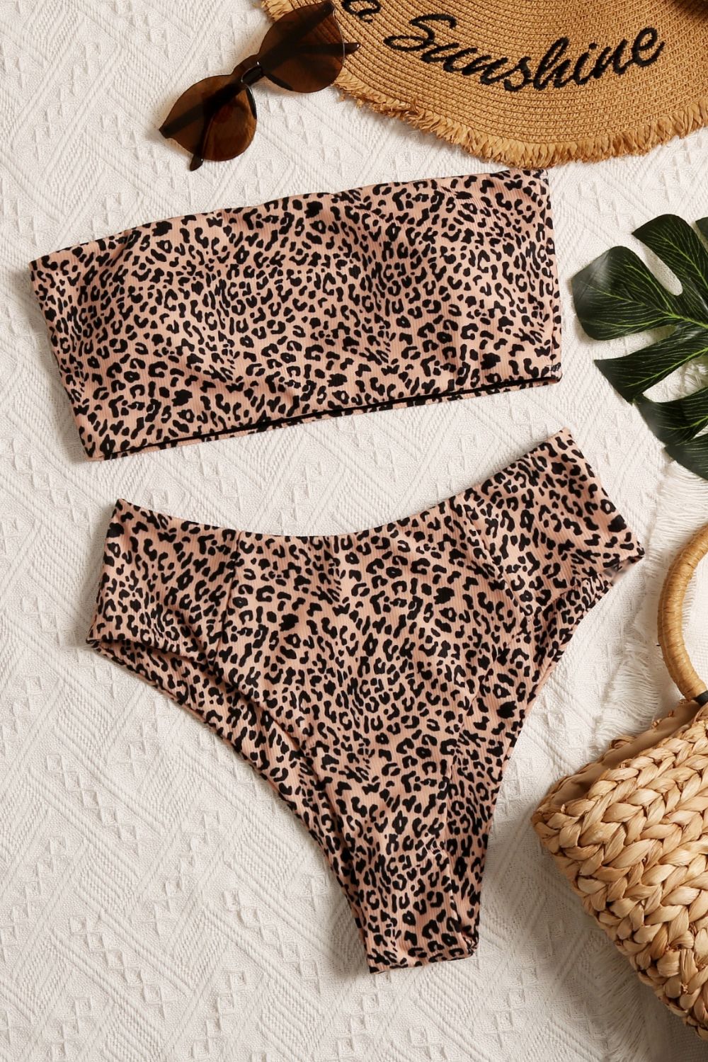 Leopard Swim Tube Top and Swim Bottoms Set The Stout Steer