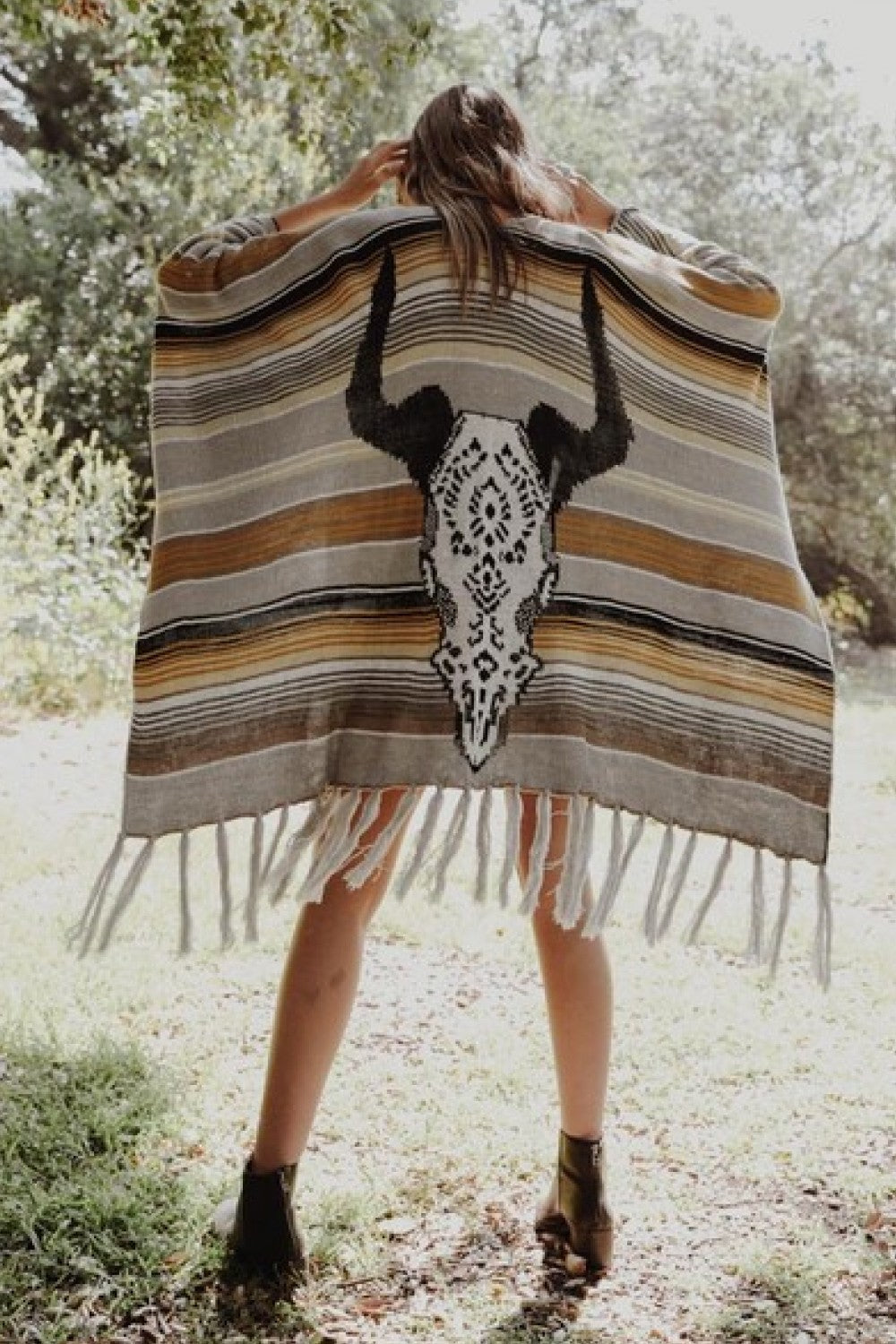 Leto Desert Wanderer Cow Skull Striped Poncho The Stout Steer