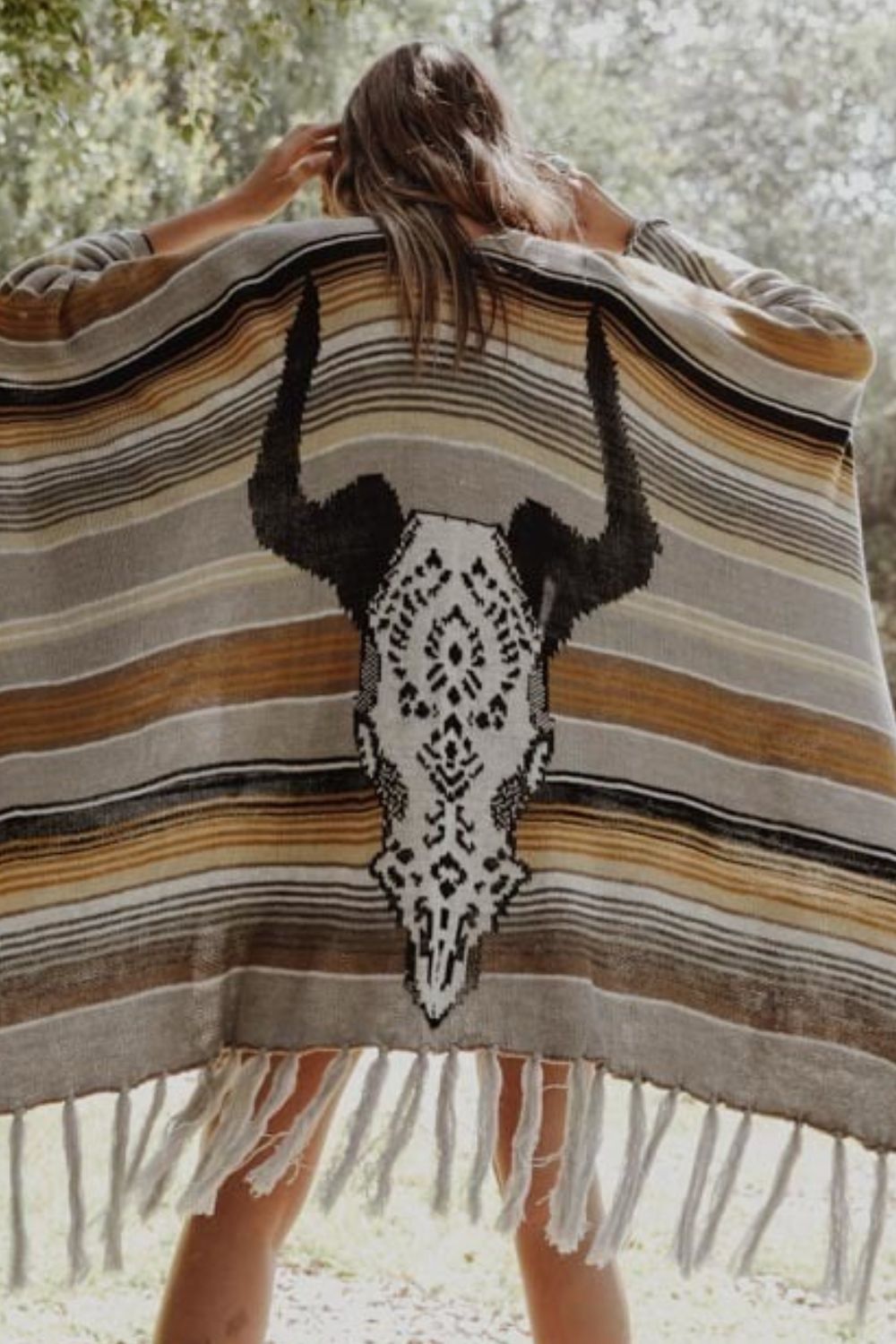 Leto Desert Wanderer Cow Skull Striped Poncho The Stout Steer