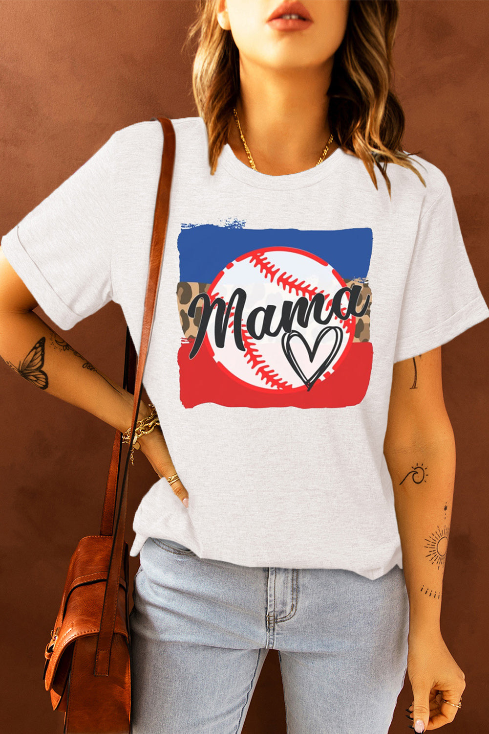 MAMA Heart Graphic Round Neck T-Shirt The Stout Steer