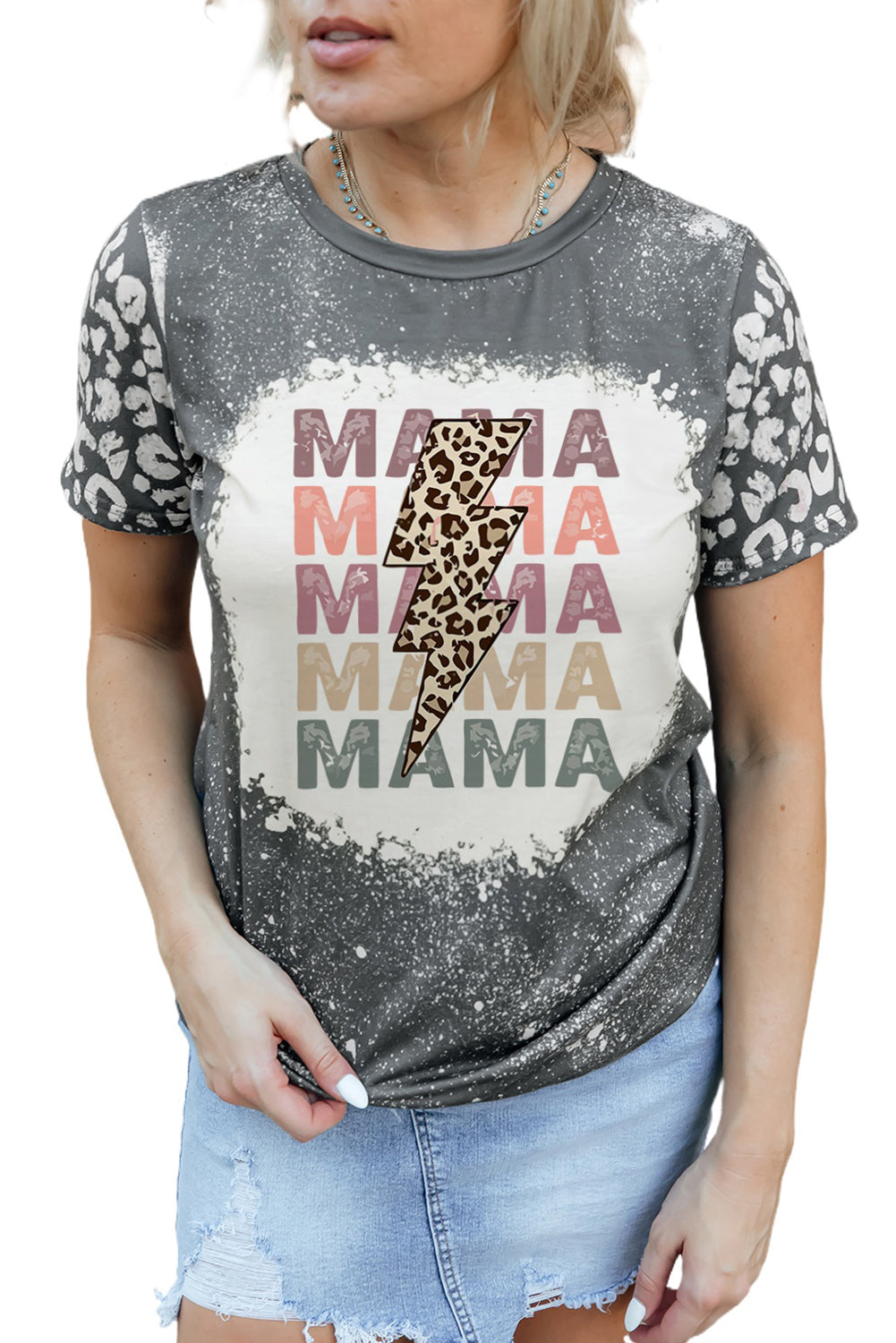 MAMA Leopard Lightning Graphic T-Shirt The Stout Steer