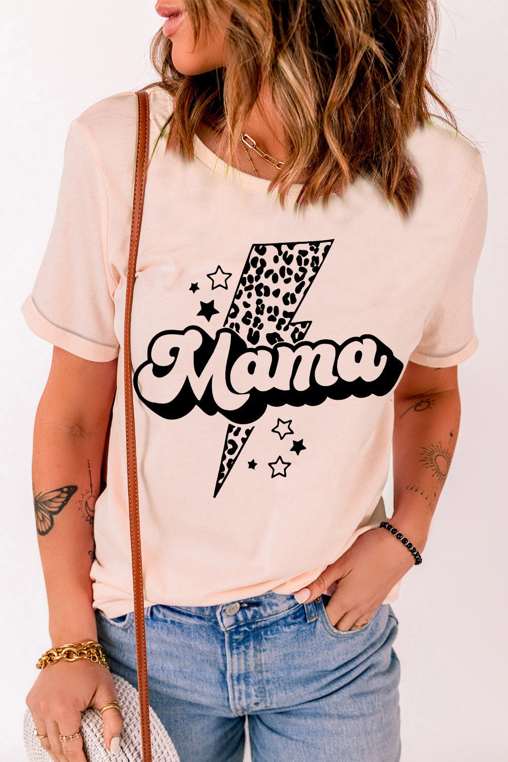 MAMA Lightning Graphic Round Neck Tee The Stout Steer
