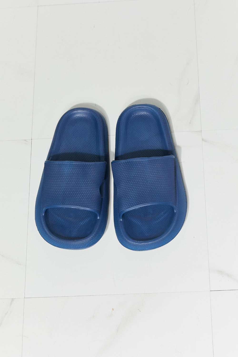 MMShoes Arms Around Me Open Toe Slide in Navy The Stout Steer