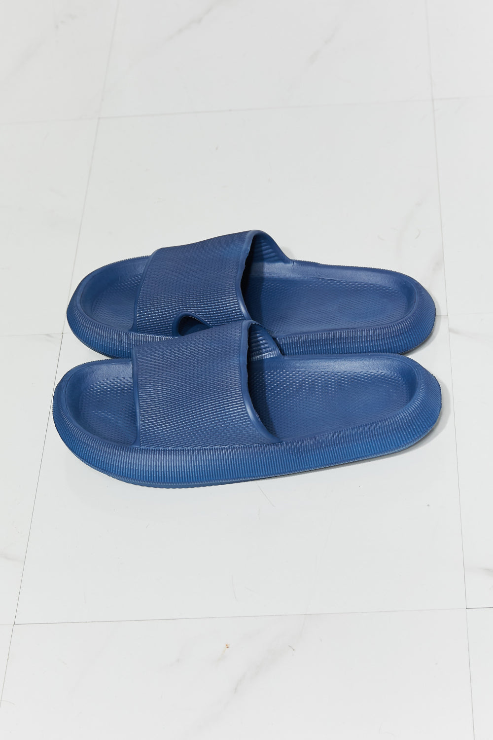 MMShoes Arms Around Me Open Toe Slide in Navy The Stout Steer