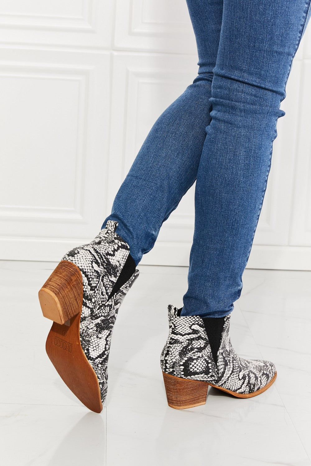 MMShoes Back At It Point Toe Bootie in Snakeskin The Stout Steer