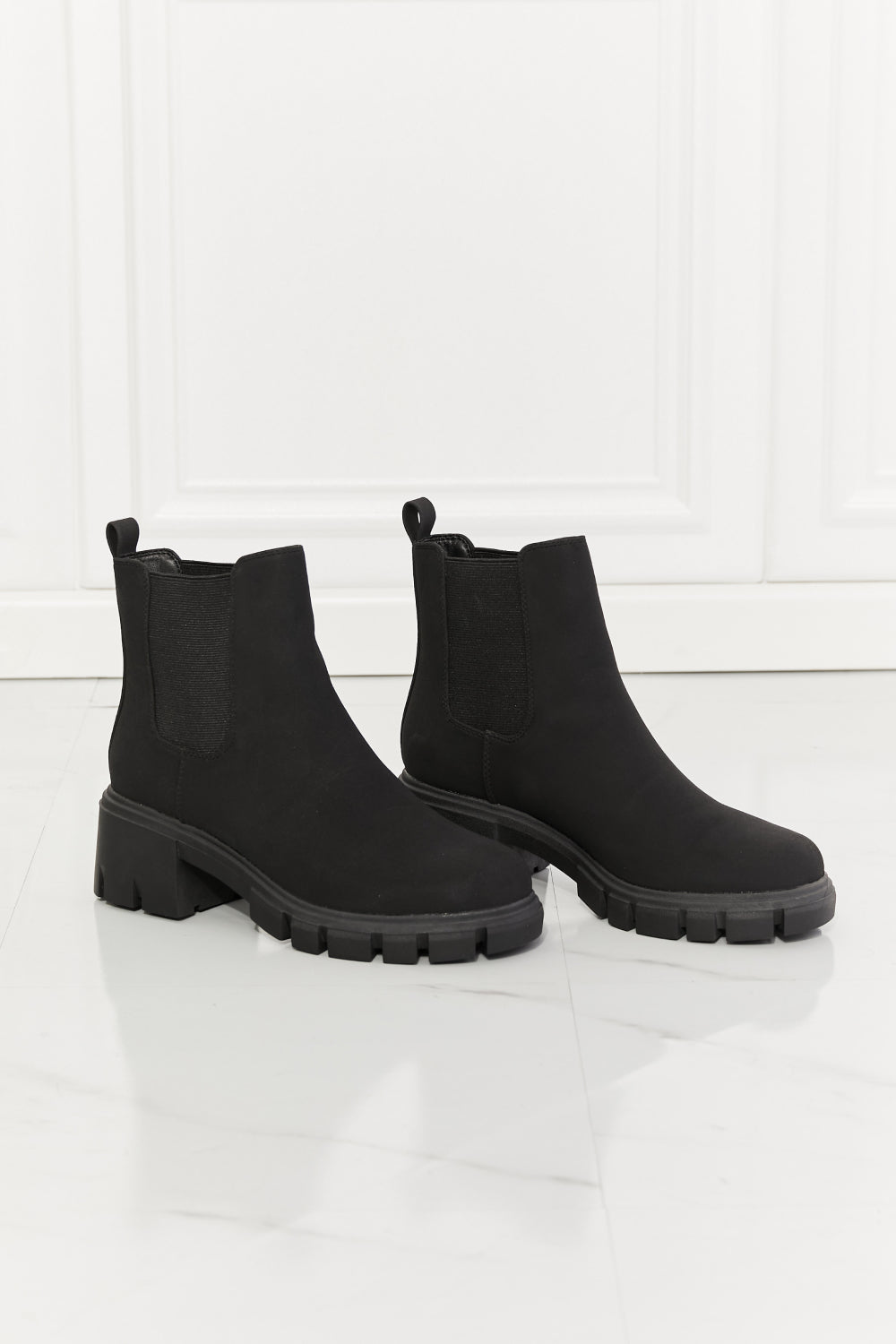 MMShoes Work For It Matte Lug Sole Chelsea Boots in Black The Stout Steer