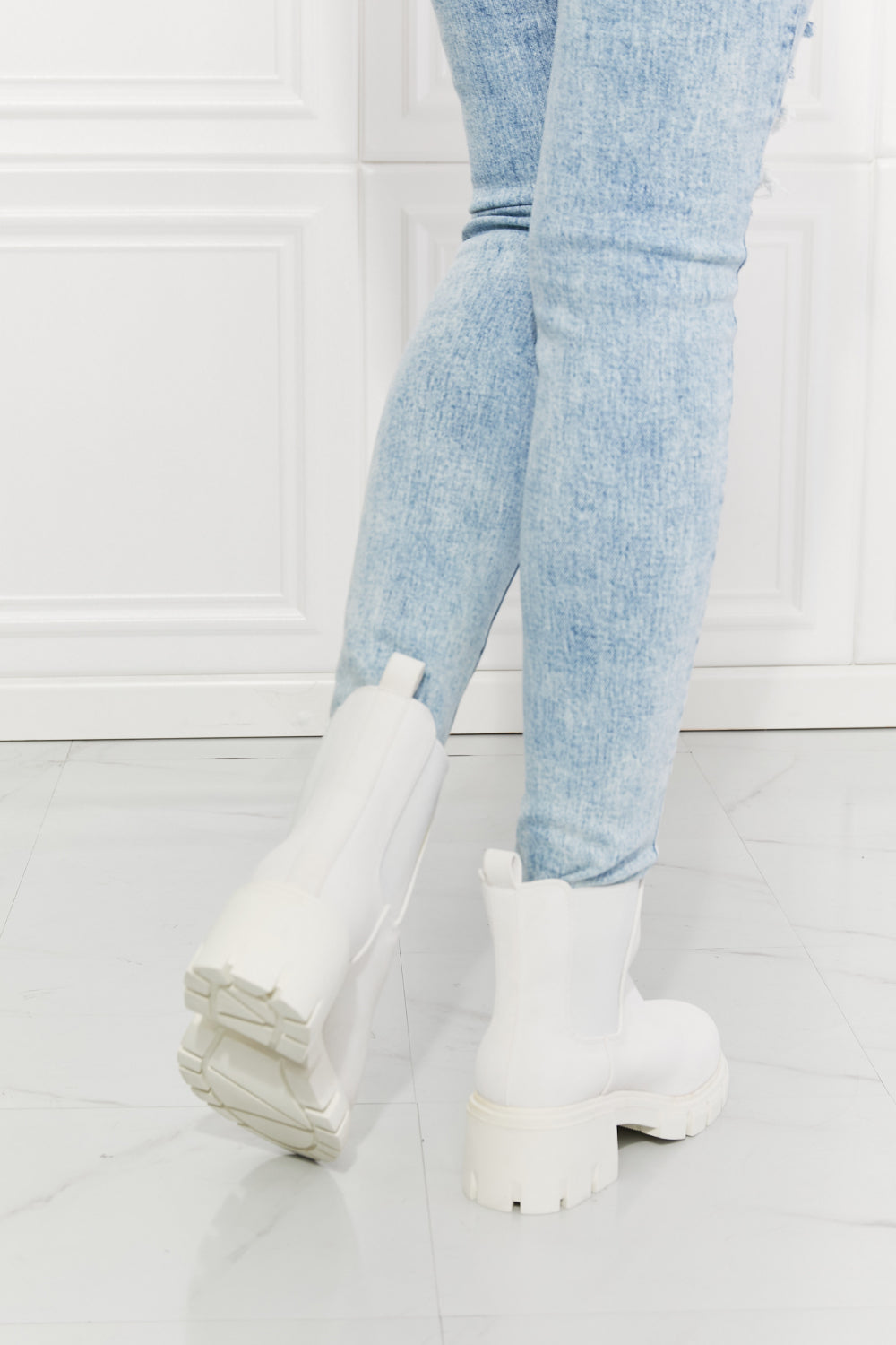 MMShoes Work For It Matte Lug Sole Chelsea Boots in White The Stout Steer