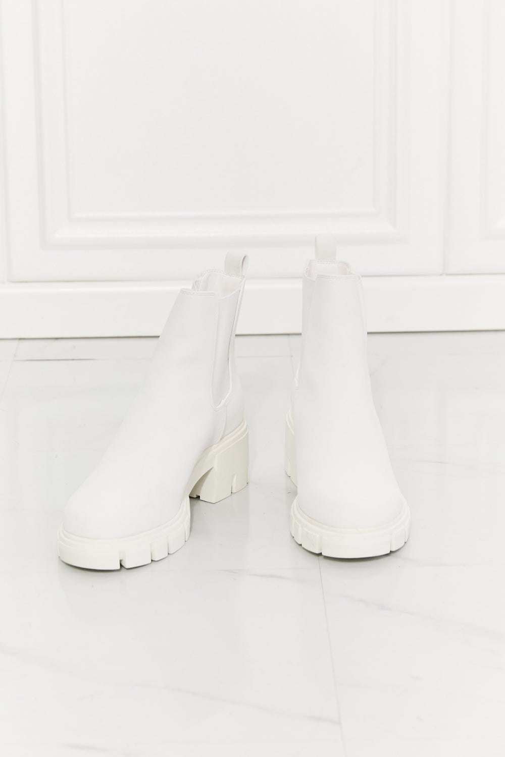 MMShoes Work For It Matte Lug Sole Chelsea Boots in White The Stout Steer