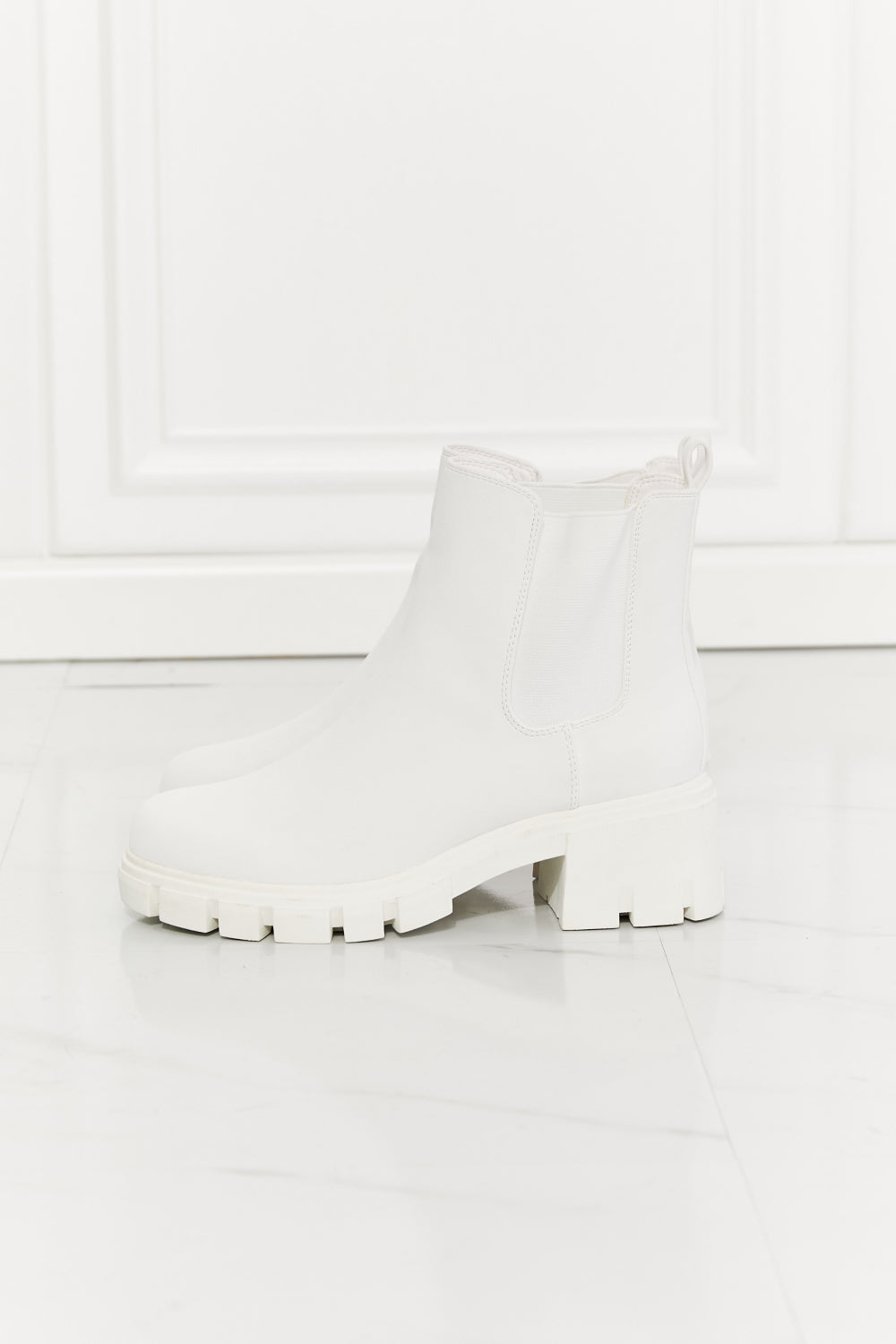 MMShoes Work For It Matte Lug Sole Chelsea Boots in White The Stout Steer