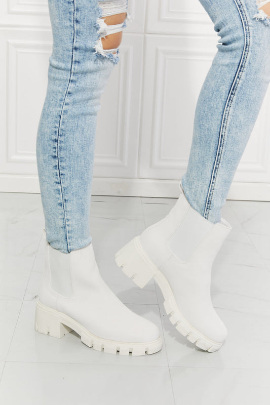 MMShoes Work For It Matte Lug Sole Chelsea Boots in White The Stout Steer