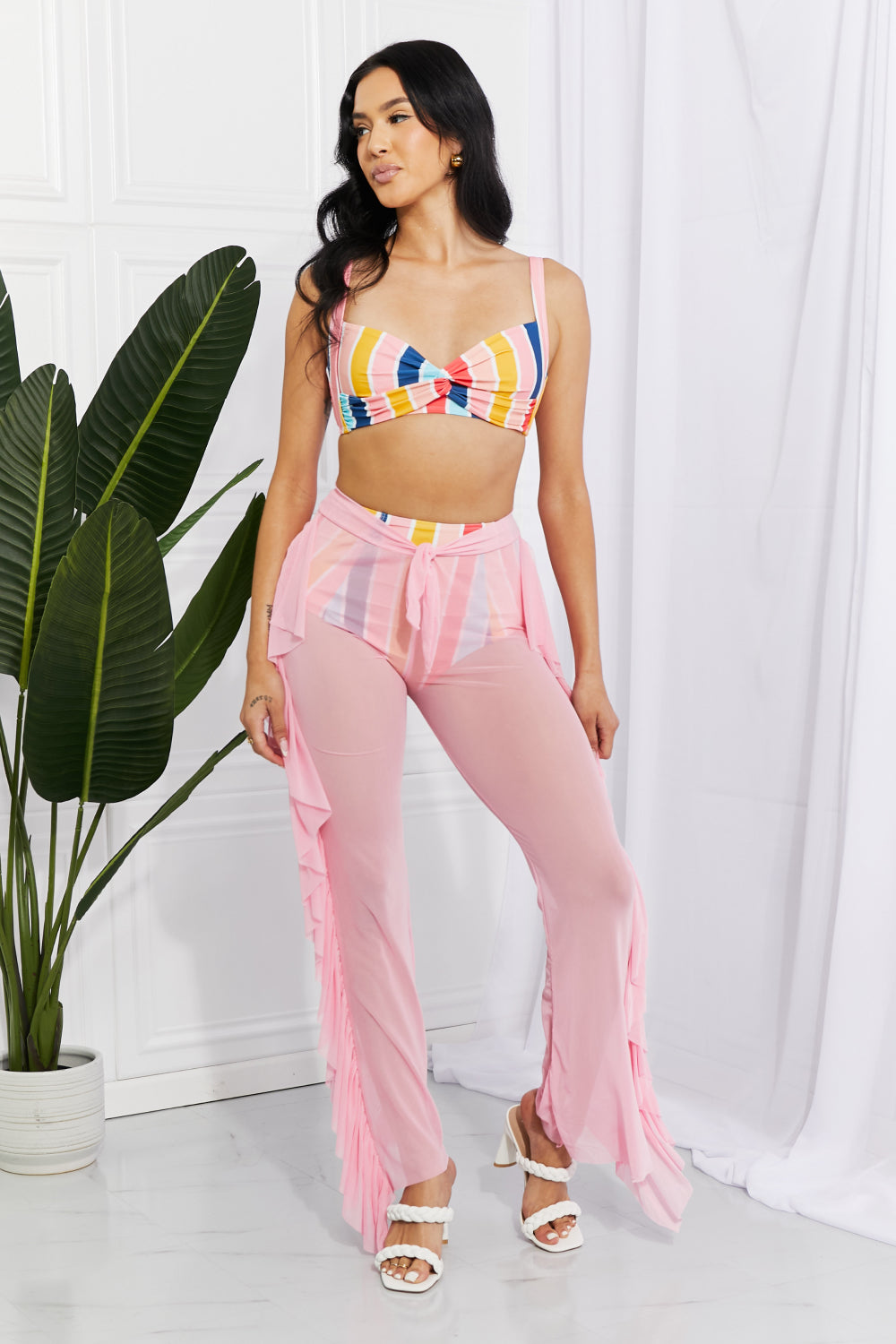 Marina West Swim Take Me To The Beach Mesh Ruffle Cover-Up Pants The Stout Steer