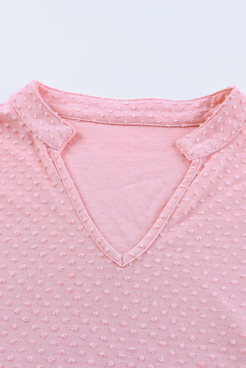 Notched Neck Swissdot Dropped Shoulder Top and Tie Waist Shorts Set The Stout Steer