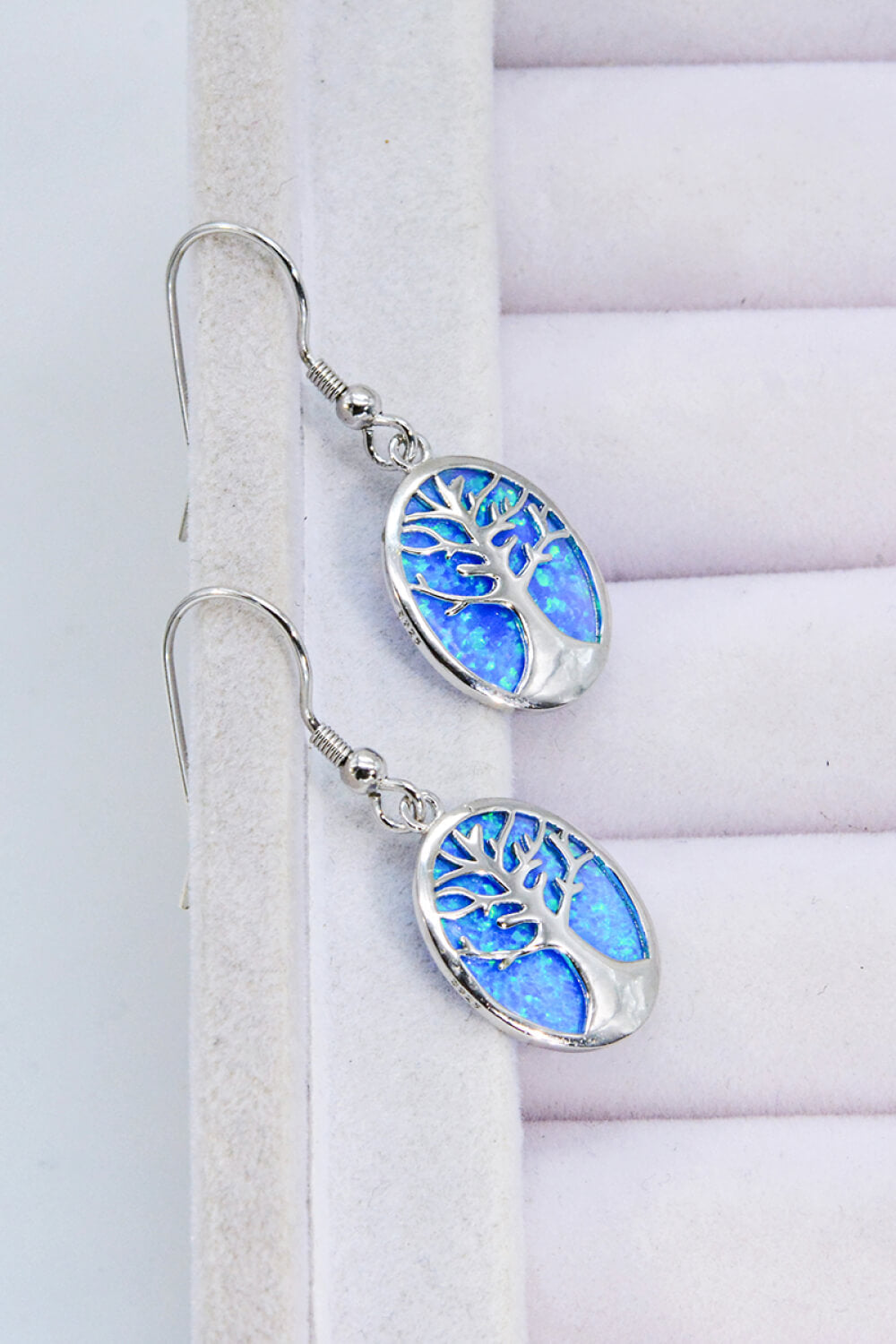 Opal Blue Platinum-Plated Drop Earrings The Stout Steer